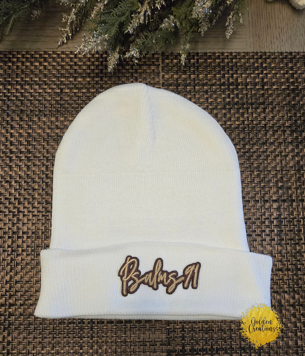 Psalms 91 Embroidered Beanie